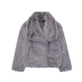 IFOMT Fashion Faux Fur Short Jacket Coat For Women Loose Lapel High Street Outwear Winter 2025 Warm Solid Female Cardigan Coat