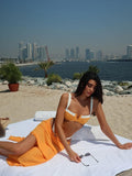 Ifomt Contrasting Bikinis Sexy Bathing Suit Women Fashion High Waist Slim Fit Slit Knitted Long Skrits Beach Sets New Summer Vocation