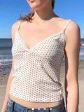 Ifomt 2025 New Style V-neck Lace Love Printed Camisole For Hot Girls Slim Sleeveless Tank Tops Y2K Fashion Bottoming Top Vest