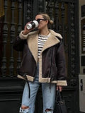 IFOMT Spring Outfits Fashion Winter Warm Faux Fur Jacket Women Long Sleeve Moto Biker Zipper Jackets Coat Female Autumn Casual Lapel coat