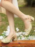 IFOMT Belt Buckle Rhinestone Split-Joint Square-Toe Pumps Sling Shoes
