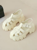 IFOMT Belt Buckle Hollow Round-Toe Split-Joint Gladiators Platform Shoes Sandals