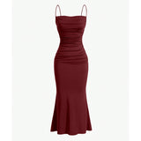 Ifomt All Seasons Women's Dresses Elegant Party Fitting Slim Spaghetti Strap Mermaid Hem Maxi Fashion Party Dresses