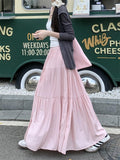 IFOMT Women Sweet Cake Skirt Autumn Trend High Waist Pleated Skirt Casual Elegant All-Match Solid A-line Big Swing Double Layer Skirt