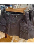 Ifomt Casual Women Solid Cargo Pants Women Pockets High Waist A-line Mini Skirts Female Y2k Streetwear Cotton Bottoms 2025
