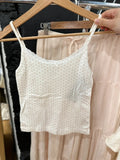Ifomt Sweet Pink Heart Slim Home Pajama 2 Piece Sets Women Summer Lace Trim Bow Camis+Cozy Straight Trouser Casual Cute Tank Pant Set