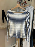 Ifomt New Sweet Pink Striped Long Sleeve T-shirt Women Spring Cotton Raw Hem Slash Neck Slim Tee Tops Casual Preppy Style Y2K T shirt