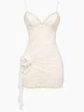 IFOMT Cream Lace Mini Dress