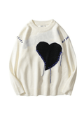 IFOMT Colorblock Heart Oversized Unisex Knit Sweater