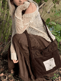 IFOMT Crochet Hollow Long Sleeve Knit Top