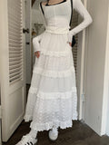 IFOMT High quality White Cute Skirts for Women Summer High Waisted A-line Skirt Long Skirt Hook Flower