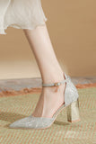 IFOMT Thick heel strap hollow high heels