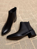 IFOMT Elasticity Pointed-Toe Solid Color Split-Joint Boots Chelsea Boots