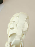 IFOMT Belt Buckle Hollow Round-Toe Split-Joint Gladiators Platform Shoes Sandals