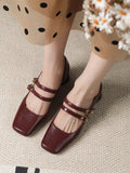 IFOMT Lace-Up Shallow Cut Square-Toe Pumps