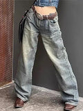 IFOMT Low Rise Washed Wide Leg Jeans