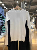 Ifomt White Lace O Collar Long Sleeve Tee Shirt Hollow Out White Basic Simple Women T-shirt Spring Autumn Cotton Slim Y2K Tight Tops