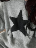 IFOMT Vintage Star Jacquard Crew Neck Sweater