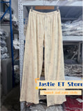 Ifomt American Retro Straight Pants Little Rabbit Print Cute Chic Long Pants Cotton Elastic Waist Homewear Casual Summer Trouser Women