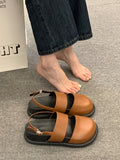 IFOMT Belt Buckle Hollow Round-Toe Split-Joint Sandals Wedges & Flatform
