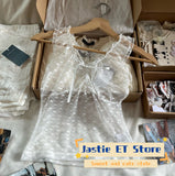 Ifomt Love Graphic Bow Sweet Tank Top Street Party See Through Thin Mesh Sexy Y2K Tops Sheer Slim Summer Camisole Cover-ups 2025 New
