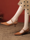 IFOMT Lace-Up Pointed-Toe Shallow Cut Split-Joint Pumps