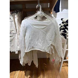 Ifomt Off Shoulder Edge Curl Y2K Short Pullovers New Autumn Solid Color Wide Collar Tops Long Sleeve Casual Streetwear Women Tee Shirt