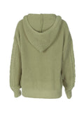 IFOMT Solid Color Hooded Cable Knit Sweater
