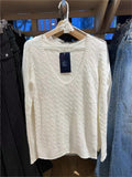 Ifomt Beige Twisted Flower Thin Knitted Sweater Women Preppy Style V-Neck Long Sleeve Jumpers Spring Sweet Cute Sweater Y2K Tops New