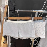 Ifomt Polka Dot Elastic Waist Chic Women Shorts 2025 New Cute Homewear Sleep Summer Shorts Y2K Fashion Tight Light Blue Female Trouser