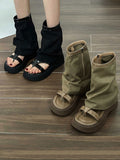 IFOMT Hollow Split-Joint Split-Toe Zipper Boots Platform Shoes Sandals