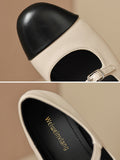 IFOMT Belt Buckle Round-Toe Split-Joint Flat Shoes Mary Janes