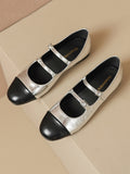 IFOMT Belt Buckle Round-Toe Split-Joint Flat Shoes Mary Janes