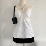 Ifomt Y2K Retro Simple White Tank Top V-neck Spring/Summer Tank Top Comfortable stylish undershoulder Sexy tank top Casual Spice Emo Casual Outfit
