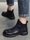 IFOMT Round-Toe Solid Color Zipper Boots