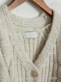 IFOMT Solid V Neck Cable Knit Cardigan