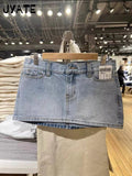 Ifomt Vintage Denim Mini Cargo Skirts Women New Casual Slim Sexy Low Rise Drawstring Skirt American Retro Sweet Preppy Style Y2K Falda