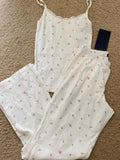 Ifomt Sweet Pink Heart Slim Home Pajama 2 Piece Sets Women Summer Lace Trim Bow Camis+Cozy Straight Trouser Casual Cute Tank Pant Set