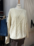 Ifomt Sweet Twist Flower Knit Sweater Women Autumn O-Neck Beige Long Sleeve Jumper Casual All-match Pullover Preppy Style Sweaters Y2K