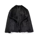 IFOMT Fashion Faux Fur Short Jacket Coat For Women Loose Lapel High Street Outwear Winter 2025 Warm Solid Female Cardigan Coat