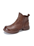 IFOMT Round-Toe Solid Color Zipper Boots
