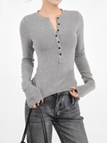 IFOMT Women Long Sleeve Tops Winter Vintage Casual tshirts Woman Button Up Pullover Shirt Basic Warm Top Slim fit