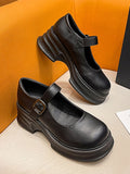IFOMT Belt Buckle Mary Janes Platform Shoes