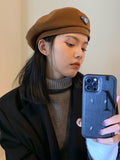 IFOMT 3 Colors Vintage Solid Color Woolen Beret Hat