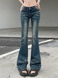IFOMT Low Waist Washed Slim-Fit Boot-Cut Jeans