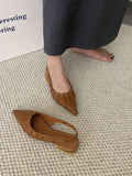 IFOMT Pleated Pointed-Toe Solid Color Split-Joint Sandals Sling Shoes