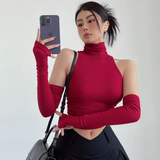 IFOMT 2024 New Spicy Girls Y2k Tops Oversleeve Sexy Turtleneck Tank Top for Women's Slim Fit Short tshirt Skinny Streetwear Crop Top