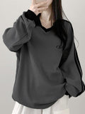 IFOMT Contrast Color Casual Pullover Sweatshirt