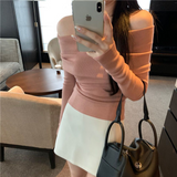 IFOMT Solid Sexy Off Shoulder T-shirt Elegant Long Sleeve Tops Black Fashion Slim T Shirt Women Autumn Y2k Clothing Elastic Skinny Top