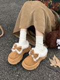 IFOMT Bowknot Round-Toe Split-Joint Platform Shoes Slippers&Mules